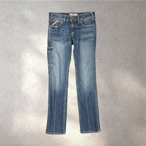 Ariat Women's Straight Leg Carpenter Jeans in Light Wash Blue
